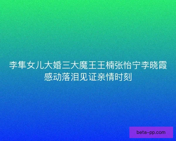 李隼女儿大婚三大魔王王楠张怡宁李晓霞感动落泪见证亲情时刻